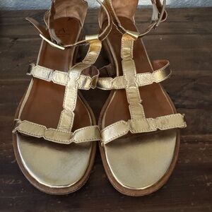 Aquatalia Gold Strappy Sandals